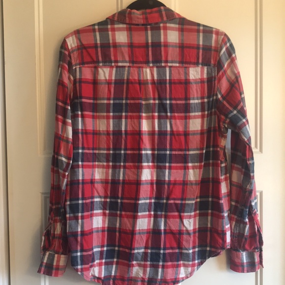 🩶5/$30 Universal Thread by Target Red White & Blue Plaid Button Down Size Small - Picture 7 of 8